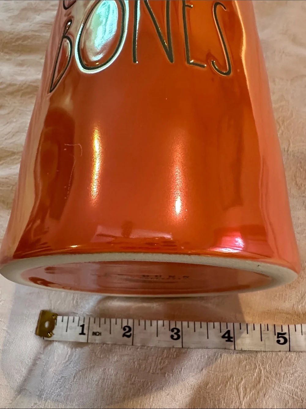 Rae Dunn Orange Luster Crow's Bones Canister Halloween
